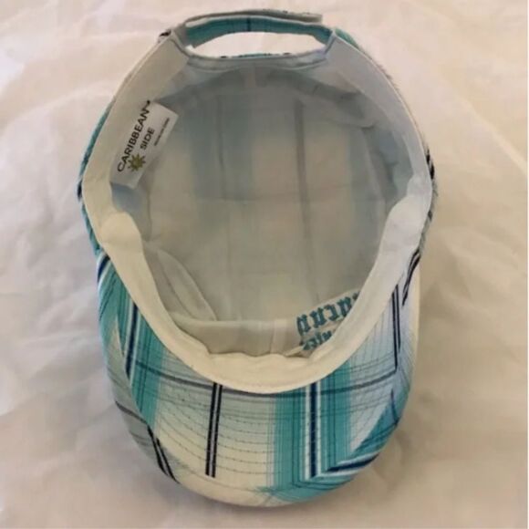 Caribbean Side Women's Cancun Mexico Aqua Blue Plaid Hat - Picture 10 of 11